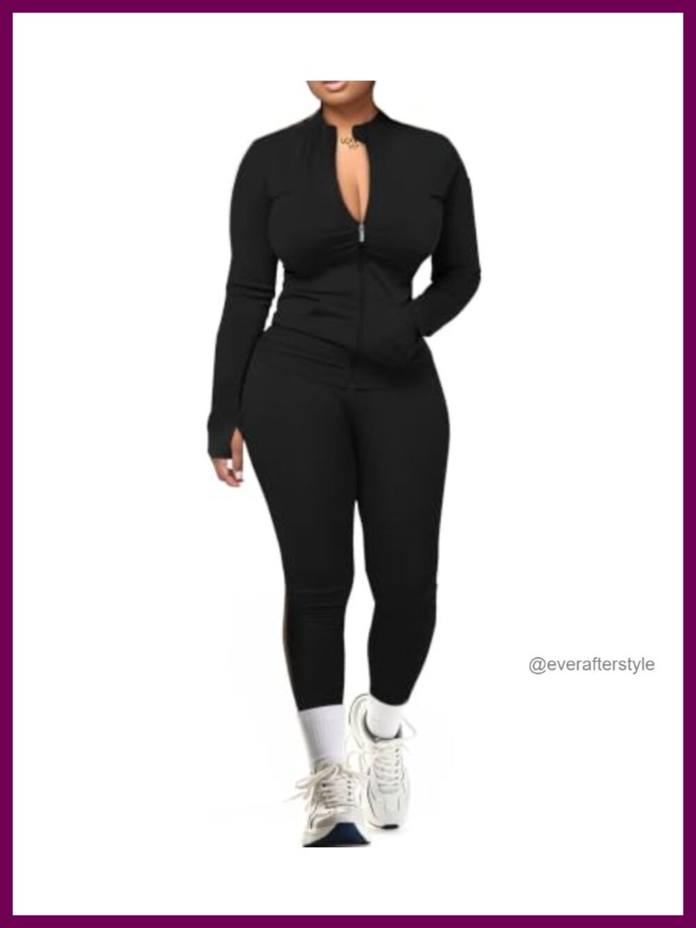 2 Piece Workout Set Long Sleeve Zip Jacket High Waist Leggings
